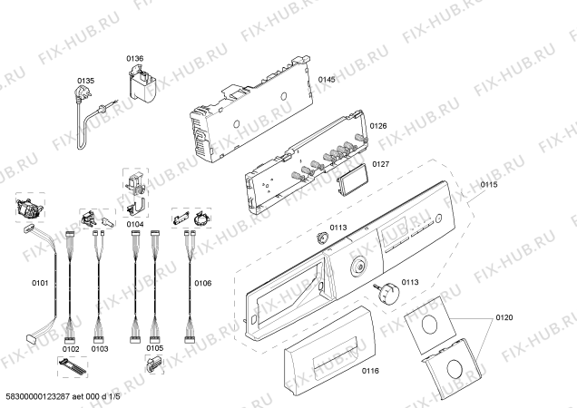 Схема №1 WM16S440 S16.44 с изображением Панель управления для стиралки Siemens 00662407