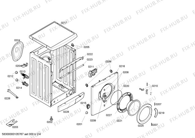 Взрыв-схема стиральной машины Bosch WFO1674GR Maxx WFO1674 - Схема узла 02