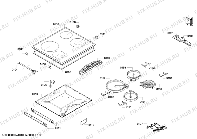 Схема №1 CRS645B02 с изображением Стеклокерамика для плиты (духовки) Bosch 00684454