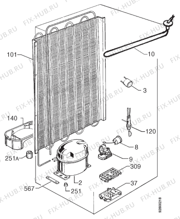 Взрыв-схема холодильника Zanussi ZFD21/7 - Схема узла Cooling system 017