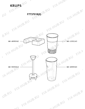 Взрыв-схема блендера (миксера) Krups F7737018(0) - Схема узла Q0000061.6Q2