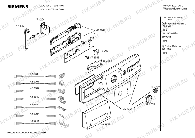 Схема №2 WXL1062TR SIWAMAT XL 1062 с изображением Таблица программ для стиралки Siemens 00590944