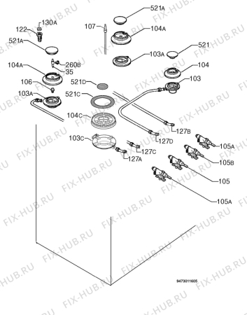 Взрыв-схема плиты (духовки) Electrolux EKPXP66AMS - Схема узла Functional parts 267