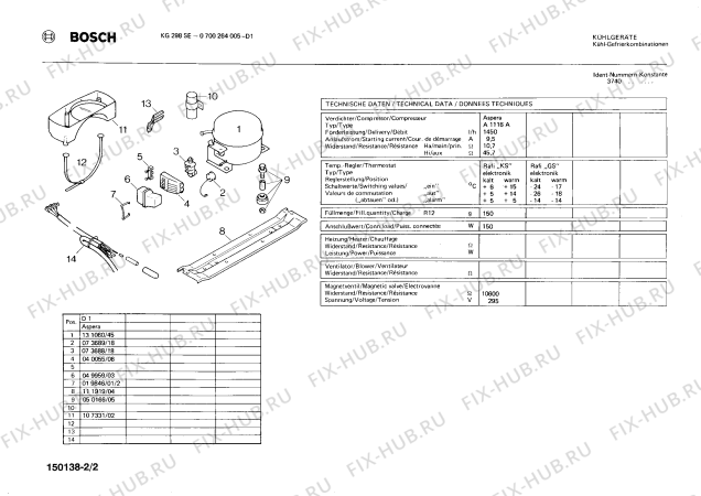 Взрыв-схема холодильника Bosch 0700264005 KG298SE - Схема узла 02