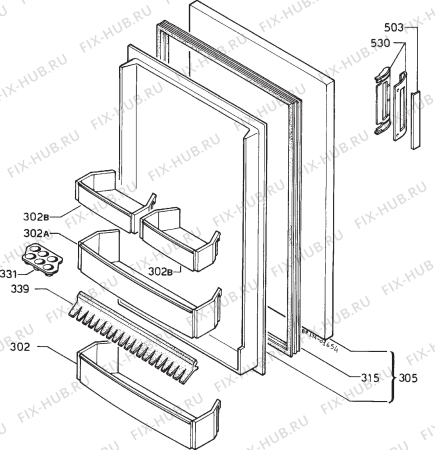 Взрыв-схема холодильника Electrolux RW543 - Схема узла Door 003