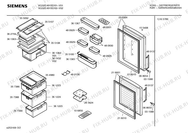 Схема №1 KG32E491SD с изображением Поднос для холодильника Siemens 00361367