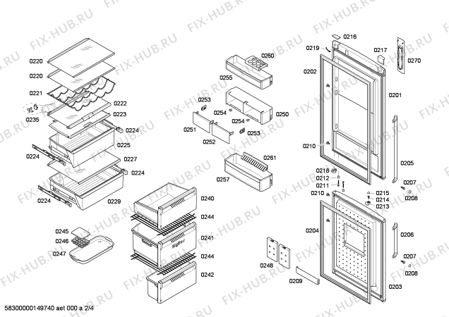 Взрыв-схема холодильника Bosch KGN39H70 - Схема узла 02