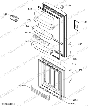 Взрыв-схема холодильника Rex Electrolux RNB44457X - Схема узла Door 003
