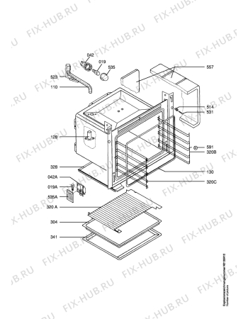 Взрыв-схема плиты (духовки) Aeg CE6100-1-W - Схема узла Oven