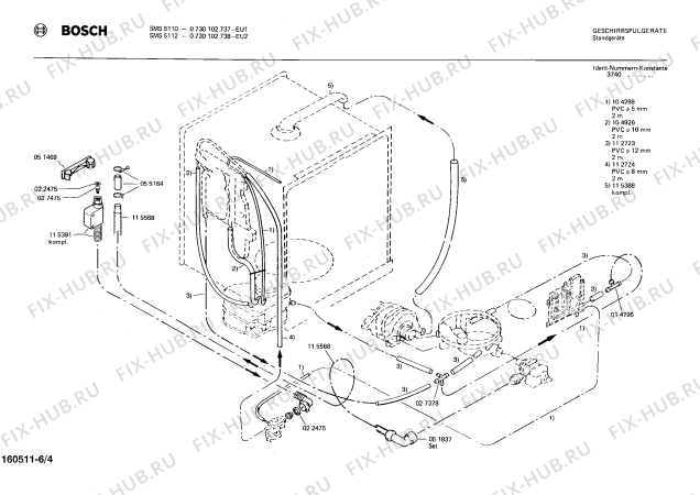 Схема №1 0730102737 SMS5110 с изображением Панель для посудомойки Bosch 00115513