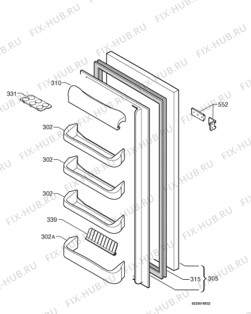 Взрыв-схема холодильника Zanussi ZBA3224 - Схема узла Door 003