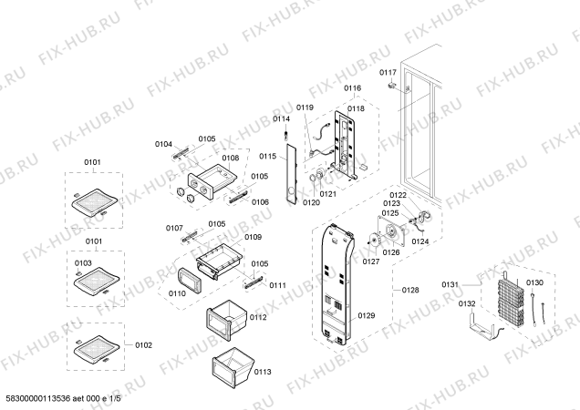 Схема №1 RS21KLAL1/XEG с изображением Электрический предохранитель для холодильника Bosch 00426480