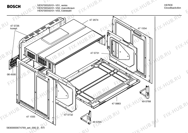 Взрыв-схема плиты (духовки) Bosch HEN700540 - Схема узла 05