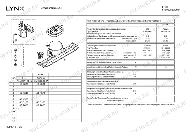 Взрыв-схема холодильника Lynx 4FG4296B - Схема узла 03