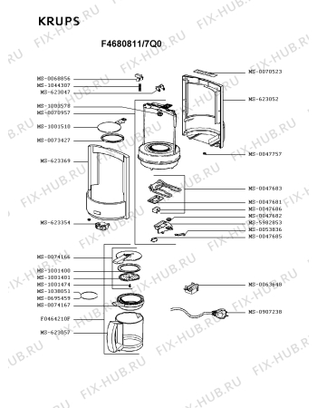 Схема №1 F4680811/7Q0 с изображением Элемент корпуса для кофеварки (кофемашины) Krups MS-623369