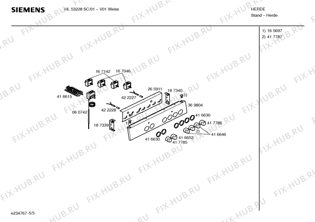 Взрыв-схема плиты (духовки) Siemens HL53228SC - Схема узла 05