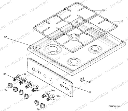Взрыв-схема плиты (духовки) Zanussi ZCC5605 - Схема узла Section 4
