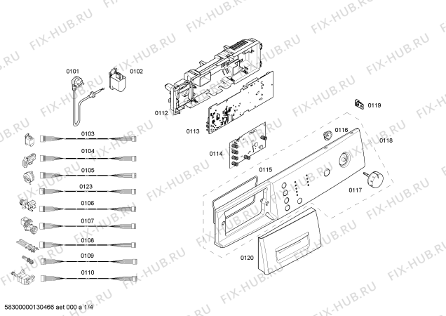 Схема №1 WAE1816KIL с изображением Панель управления для стиральной машины Bosch 00669071