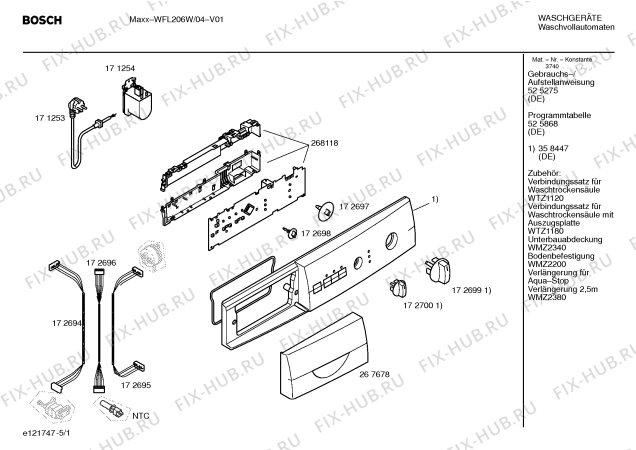 Схема №1 WFL206W с изображением Панель управления для стиральной машины Bosch 00358447