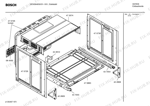 Взрыв-схема плиты (духовки) Bosch HEN364650 - Схема узла 05