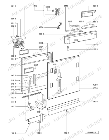 Схема №1 WP 79 с изображением Панель для посудомоечной машины Whirlpool 481245372578