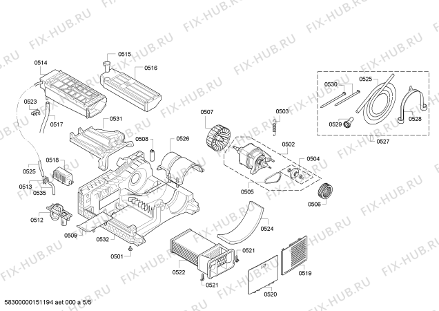 Взрыв-схема сушильной машины Bosch WTE84305FF - Схема узла 05