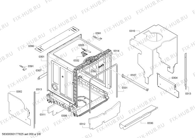 Взрыв-схема посудомоечной машины Bosch SMI90E05NL - Схема узла 03