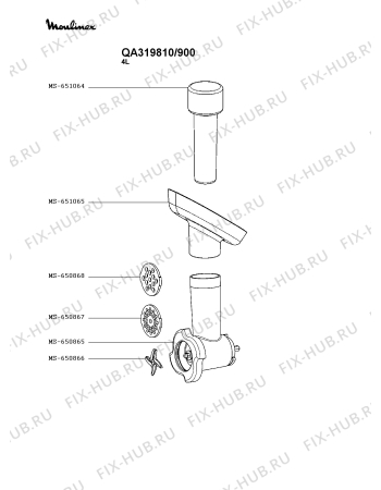 Взрыв-схема кухонного комбайна Moulinex QA319810/900 - Схема узла CP005898.0P5