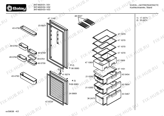 Взрыв-схема холодильника Balay 3KF4820 - Схема узла 02