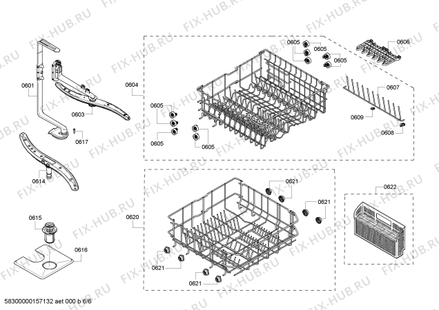 Взрыв-схема посудомоечной машины Bosch SHX33RF5UC SilencePlus 50dB - Схема узла 06