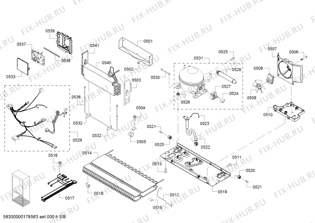 Схема №1 B22FT80SNS с изображением Труба для холодильника Bosch 00798749
