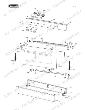 Схема №1 DEMX965 с изображением Уплотнитель двери для плиты (духовки) DELONGHI 053168