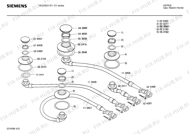 Взрыв-схема плиты (духовки) Siemens HG23021 - Схема узла 02