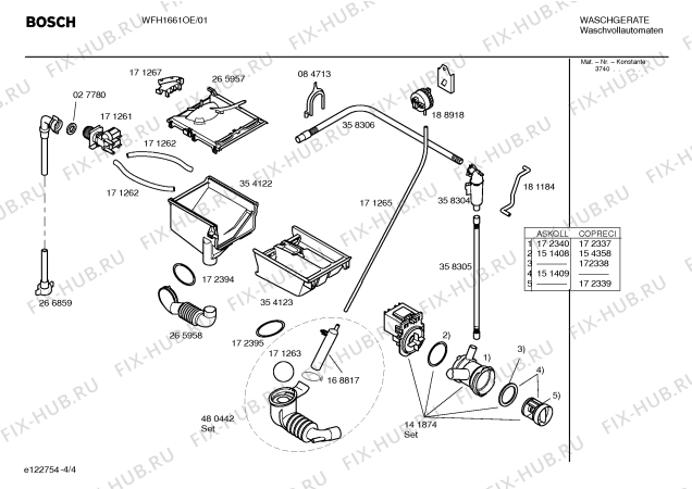 Схема №1 WFH1661OE Bosch Maxx WFH1661OE с изображением Инструкция по эксплуатации для стиралки Bosch 00591308