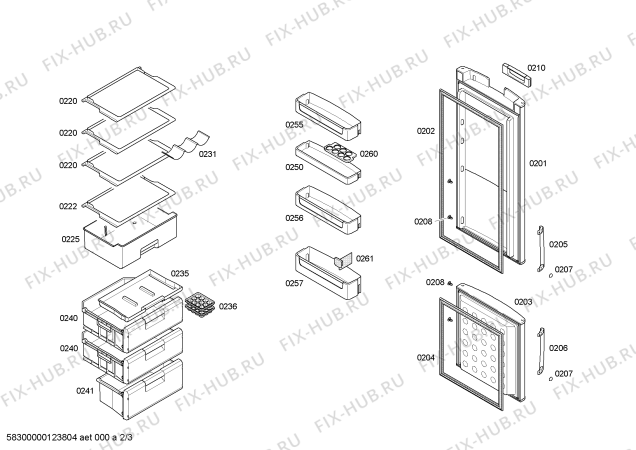 Взрыв-схема холодильника Bosch KGS36V31 - Схема узла 02