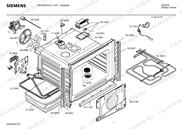 Схема №1 HB55055IE с изображением Переключатель режимов для духового шкафа Siemens 00488178