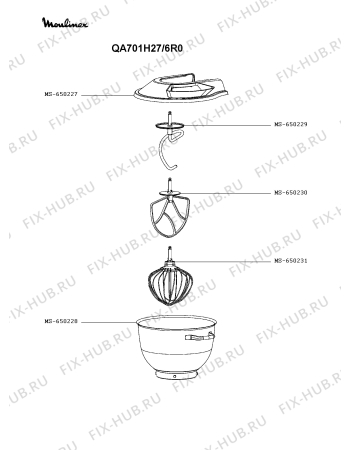 Схема №1 QA701H27/6R0 с изображением Ось для кухонного комбайна Moulinex MS-650257