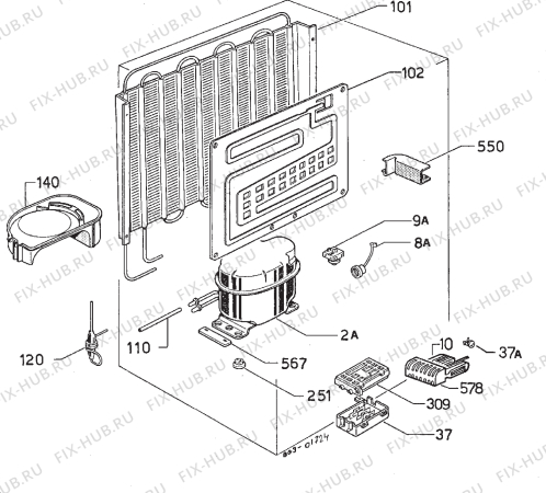 Взрыв-схема холодильника Privileg 021442 9 - Схема узла Refrigerator cooling system