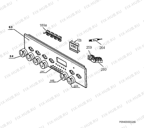 Взрыв-схема плиты (духовки) Electrolux EKD514501W - Схема узла Command panel 037