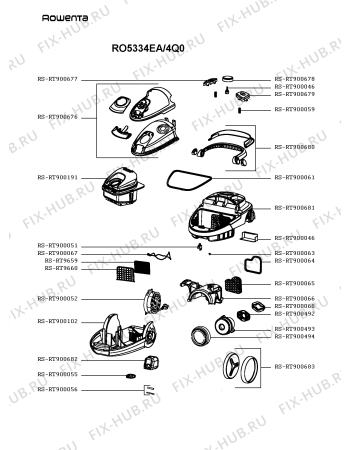 Схема №1 RO5334EA/4Q0 с изображением Кнопка (ручка регулировки) для мини-пылесоса Rowenta RS-RT900678