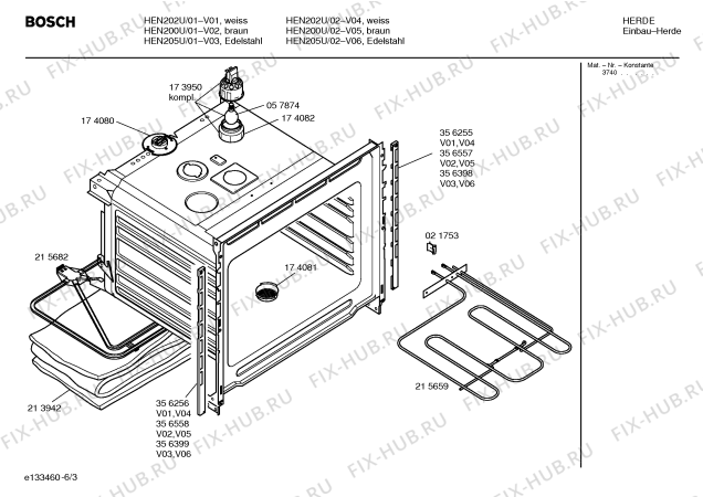 Схема №2 HEN205U с изображением Инструкция по эксплуатации для духового шкафа Bosch 00526033