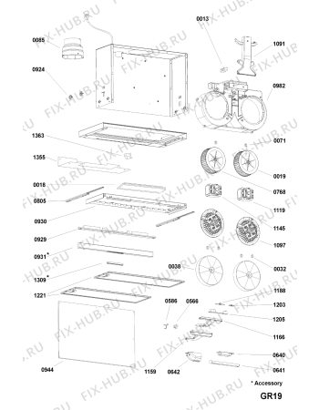 Схема №1 ADF 602 G с изображением Держатель (защелка) для вытяжки Whirlpool 481240118873