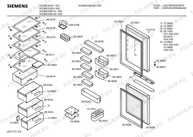 Взрыв-схема холодильника Siemens KG36E03IE - Схема узла 02