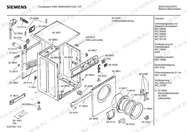 Схема №1 WM44930FG EXTRAKLASSE 4493 с изображением Панель для стиралки Siemens 00285870