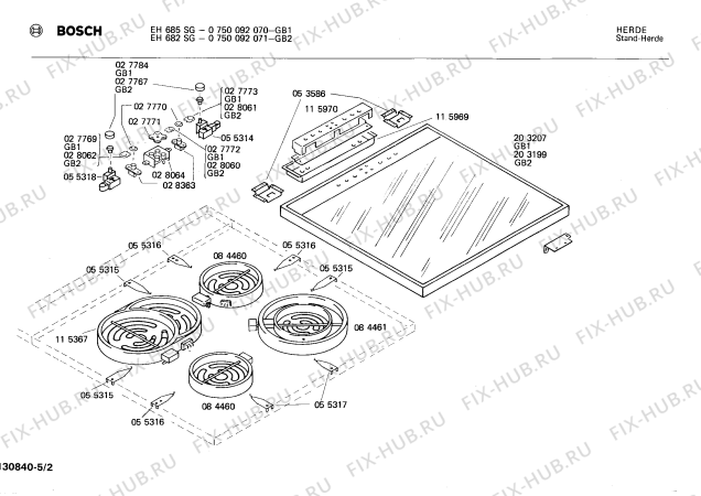 Взрыв-схема плиты (духовки) Bosch 0750092070 EH685SG - Схема узла 02