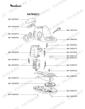 Взрыв-схема кухонного комбайна Moulinex AAT642(1) - Схема узла QP000215.0P2