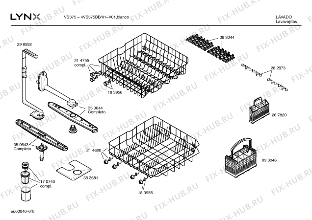 Взрыв-схема посудомоечной машины Lynx 4VS375BB VS375 - Схема узла 06