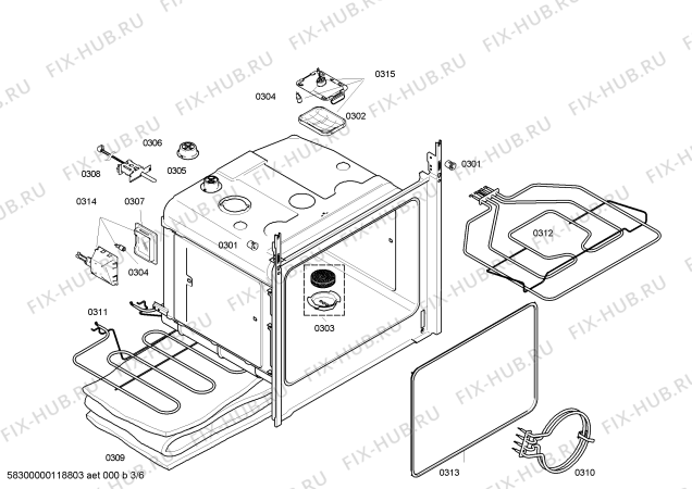 Взрыв-схема плиты (духовки) Bosch HEN634153 - Схема узла 03