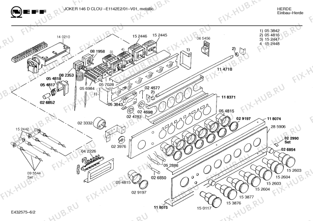 Взрыв-схема плиты (духовки) Neff E1142E2 JOKER 146 D CLOU - Схема узла 02