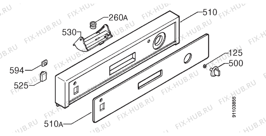 Взрыв-схема посудомоечной машины Electrolux ESI600W - Схема узла Command panel 037